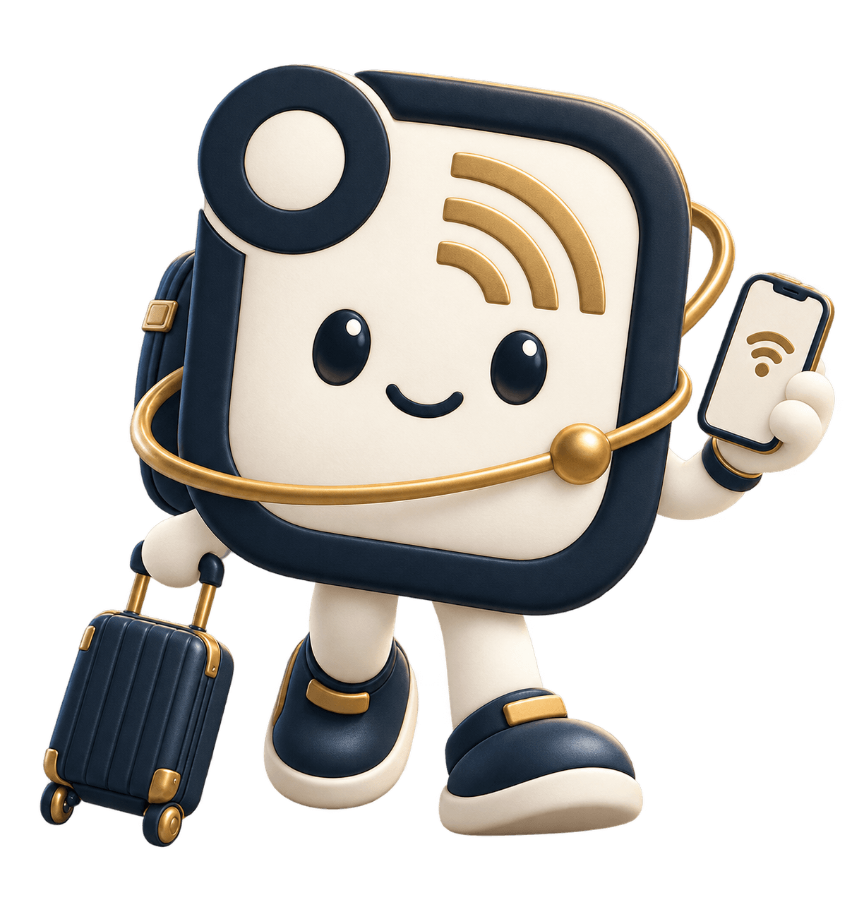 一生eSIMで旅行を案内するガイドキャラクター